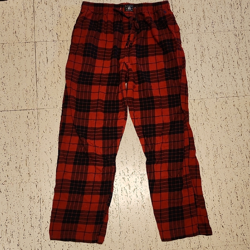 Polo Ralph Lauren Plaid Embroidered Logo Pajama Pants Red And Black